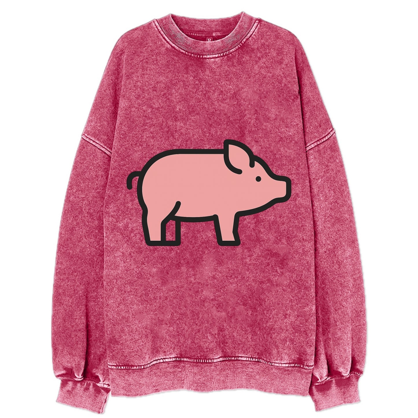 Pig - Pink farm pig flat side profile - Vintage Sweatshirt - Pink