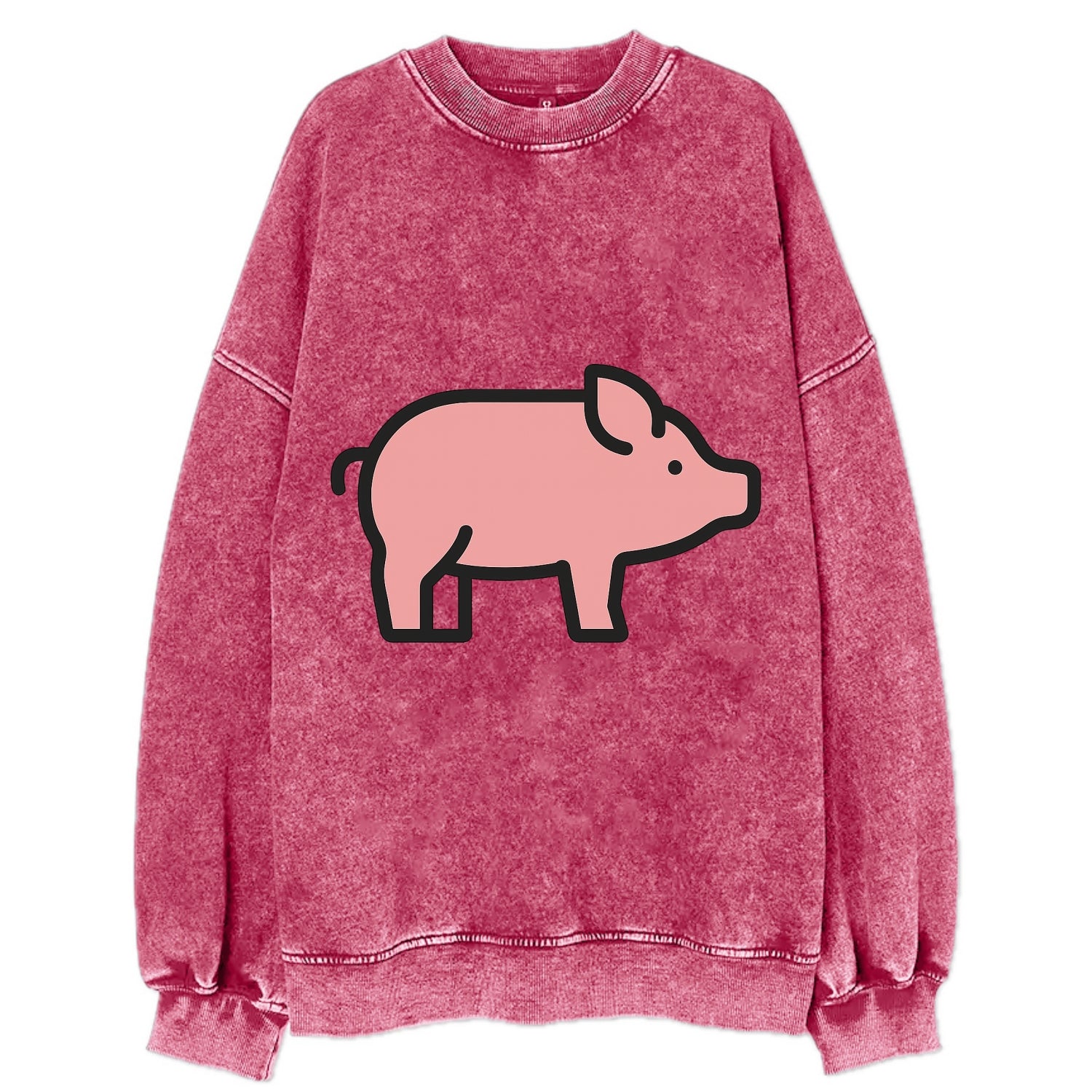 Pig - Pink farm pig flat side profile - Vintage Sweatshirt - Pink