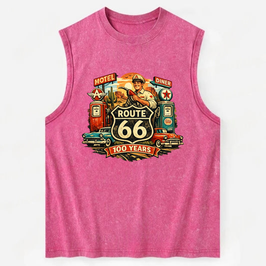 FILL ER UP | Vintage gas pumps | Flying A or Texaco style | Service station | - Vintage Washed Tank - Pink