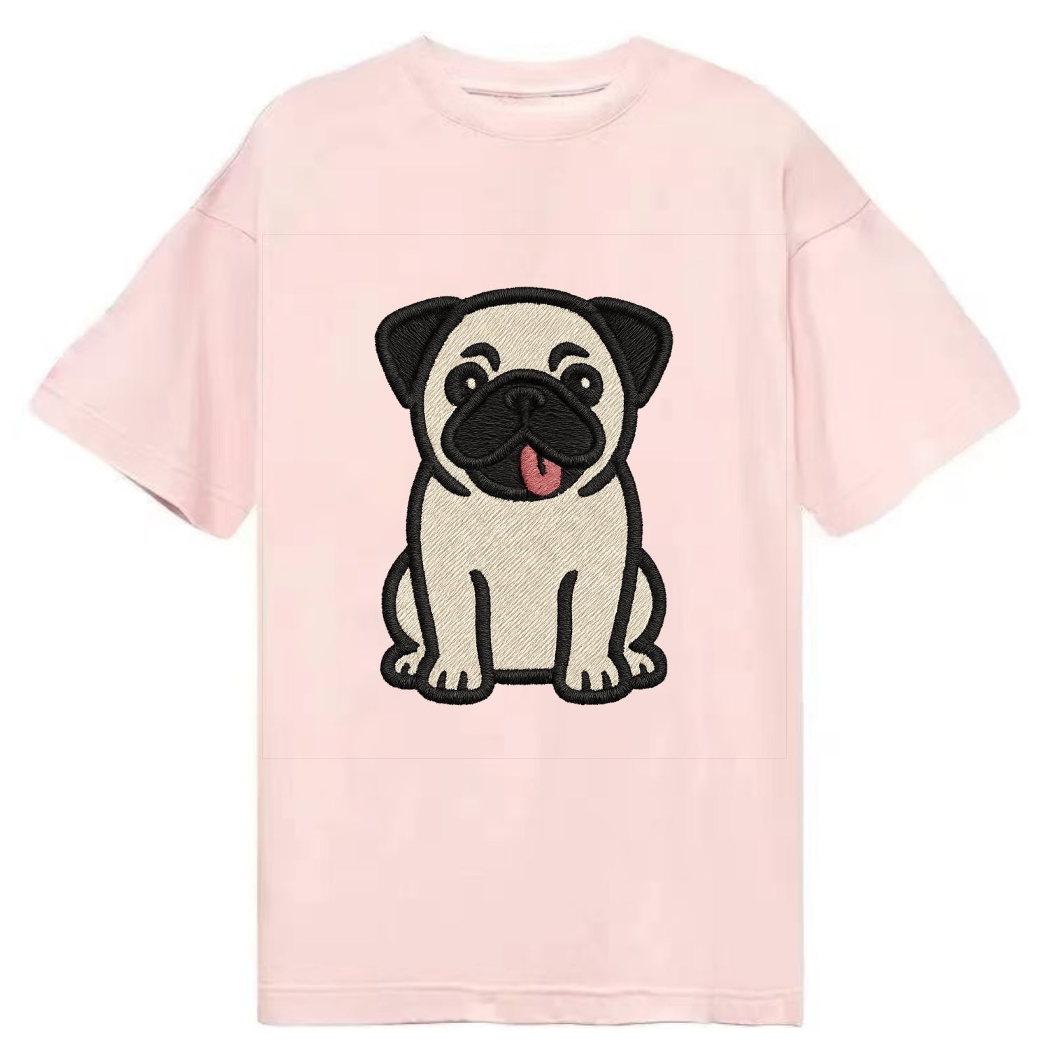 Pug - Tilted head with tongue out - Clas Classic T-shirt - Pink