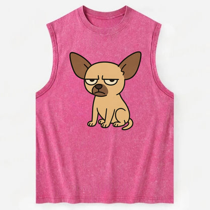 The Chihuahua Judging Silently - Vintage Washed Tank - Pink