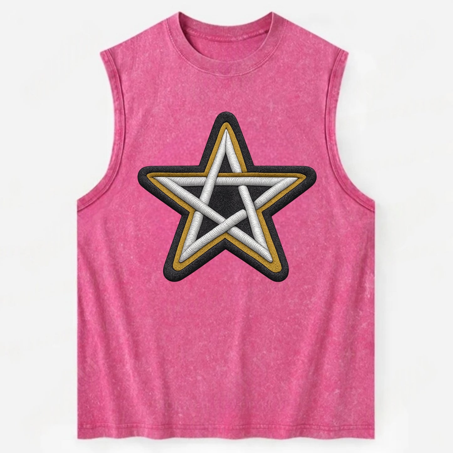 PENTAGRAM STAR - five point star in silver , protection - Vintage Washed Tank - Pink