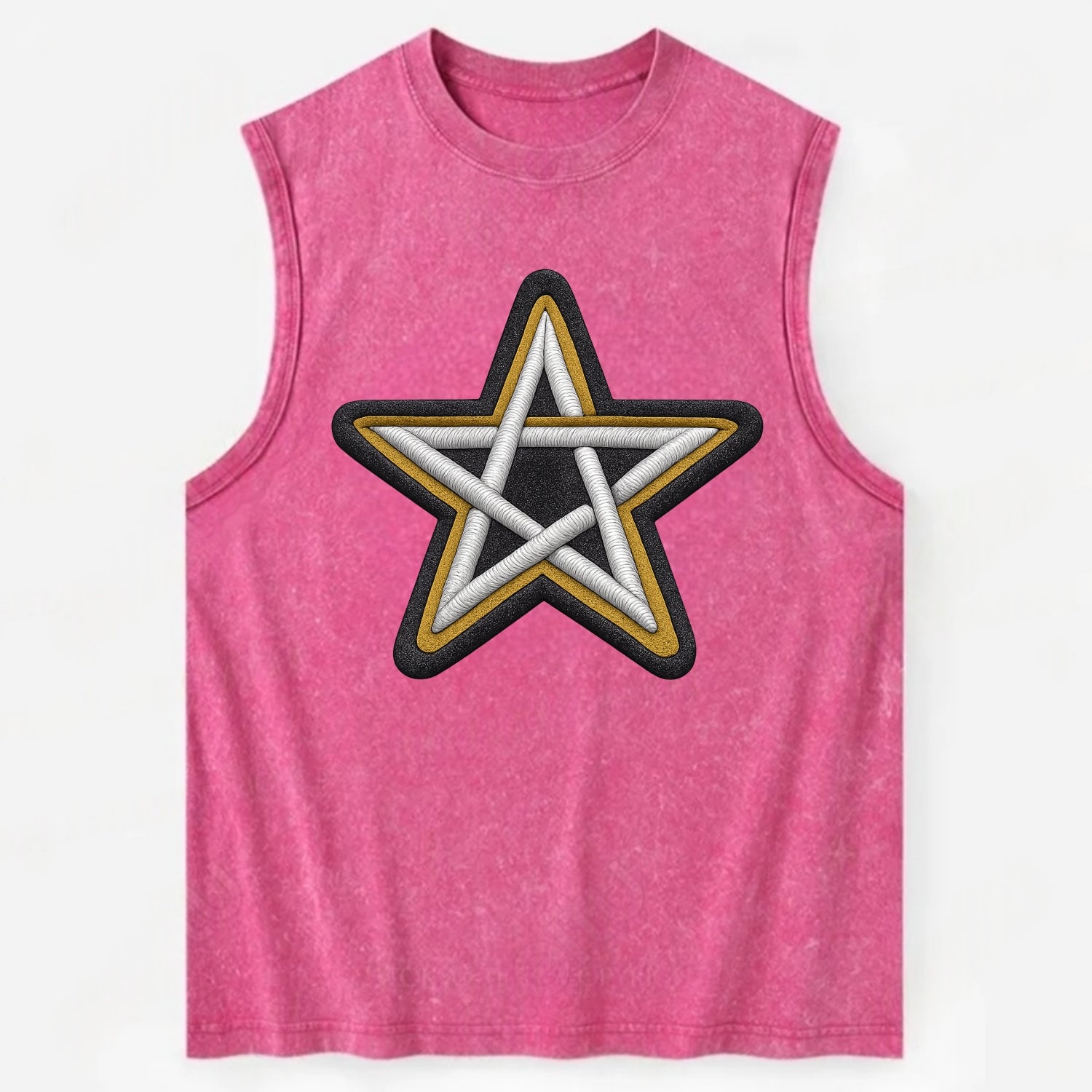 PENTAGRAM STAR - five point star in silver , protection - Vintage Washed Tank - Pink