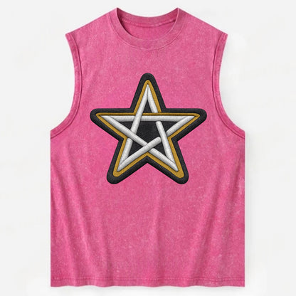 PENTAGRAM STAR - five point star in silver , protection - Vintage Washed Tank - Pink