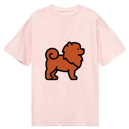 Chow Chow - Red fluffy flat side profile - Classic T-shirt - Pink