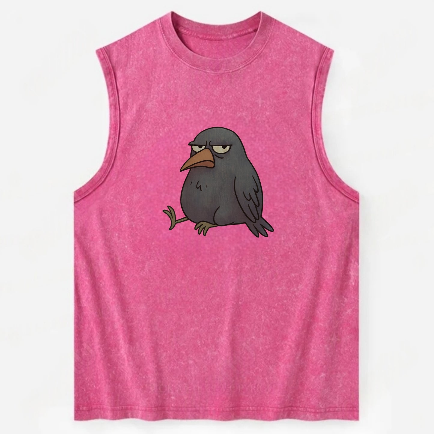 THE CROW JUDGES SILENTLY | Black crow with disapproving - Vintage Washed Tank - Pink