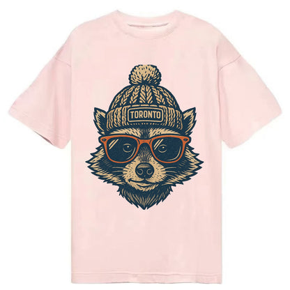 Toronto Raccoon wearing Toronto beanie w - Classic T-shirt - Pink