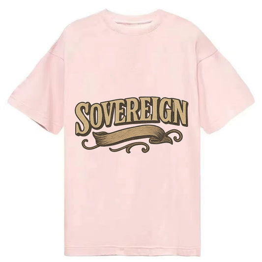 Bold typography design - "SOVEREIGN" - self-ruled, autonomous, in control - Classic T-shirt - Pink