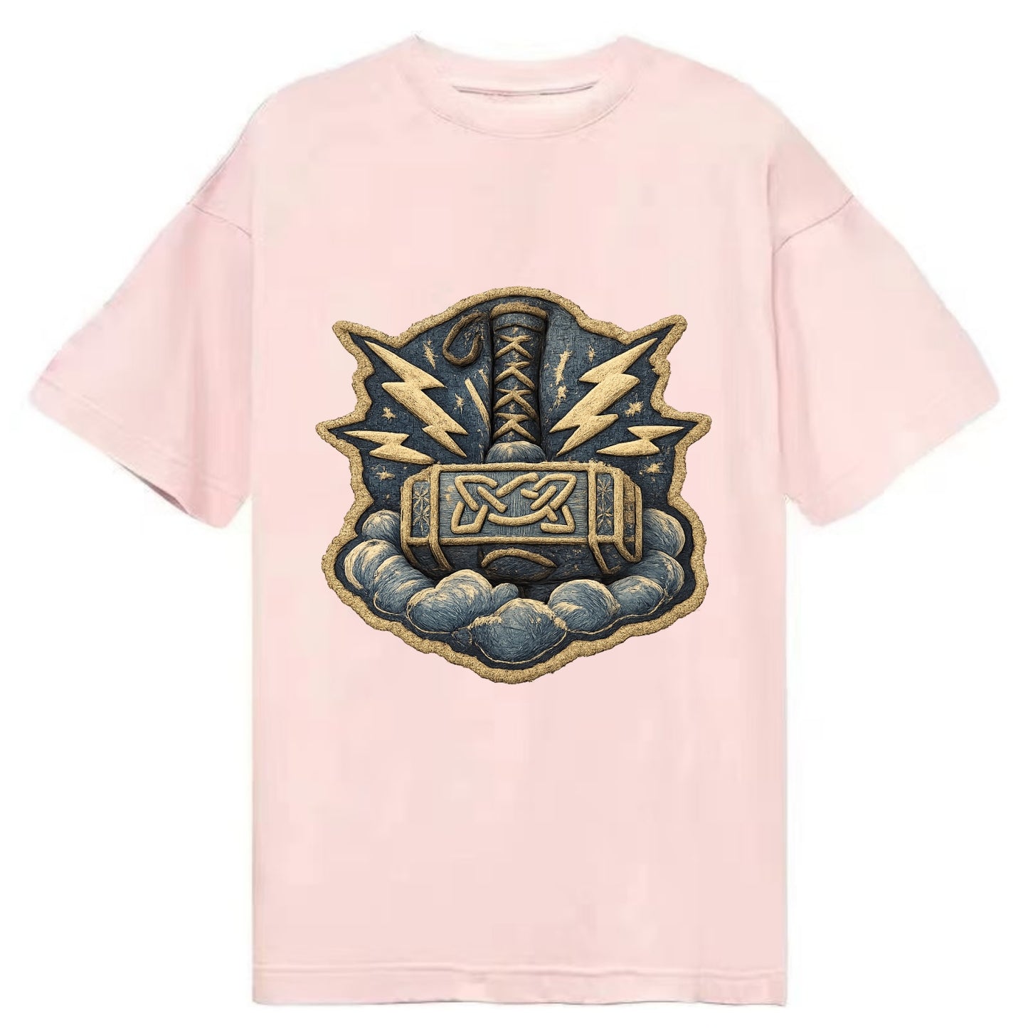 THOR HAMMER MJOLNIR - mighty hammer in silver and blue , thunder god - Classic T-shirt - Pink