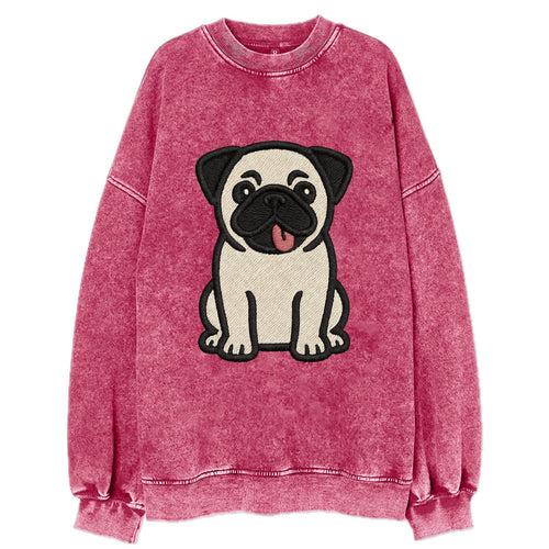 Pug - Tilted head with tongue out - Vint Vintage Sweatshirt