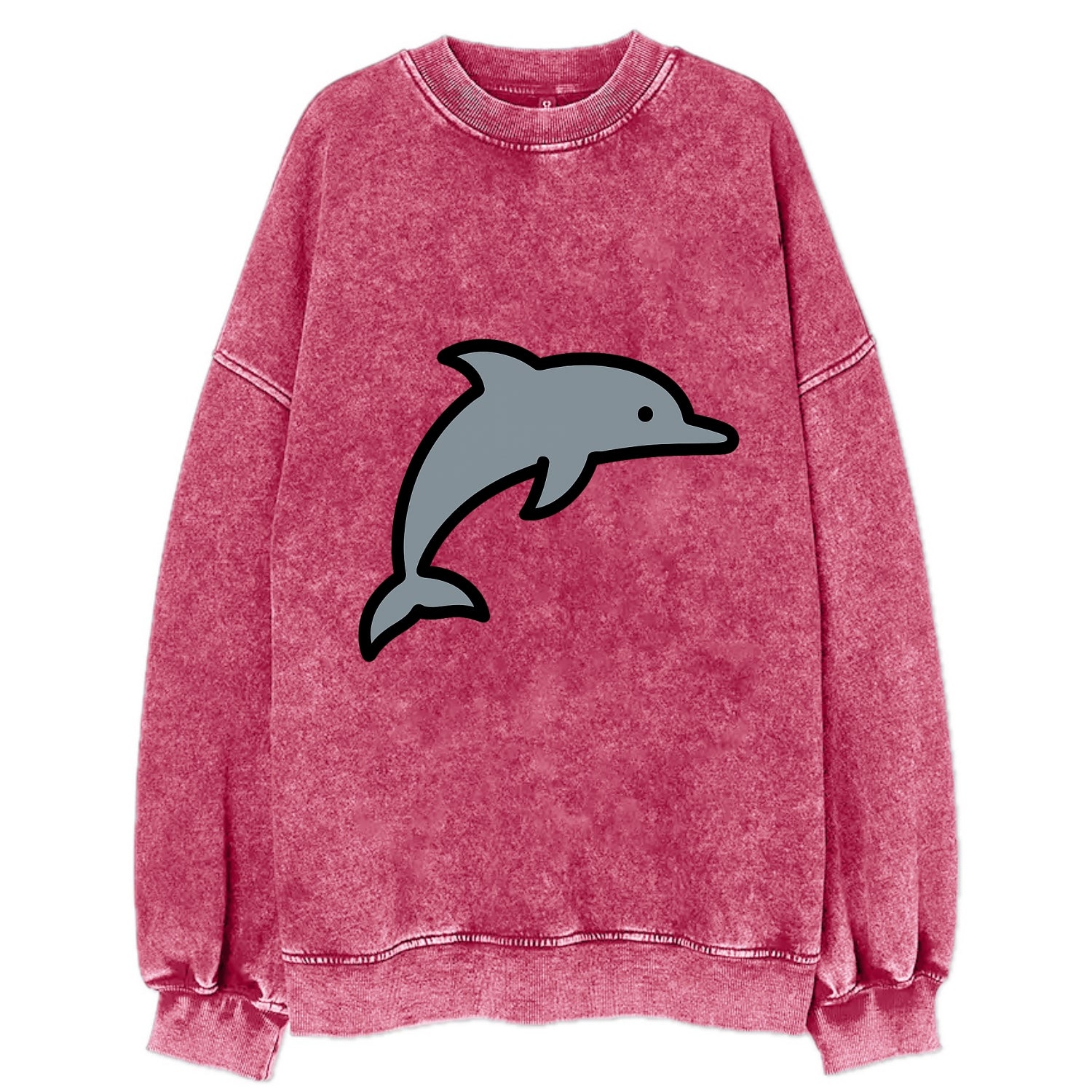 Bottlenose Dolphin - Gray jumping pose flat side profile - Vintage Sweatshirt - Pink
