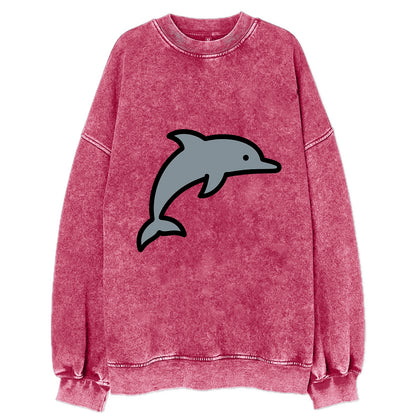 Bottlenose Dolphin - Gray jumping pose flat side profile - Vintage Sweatshirt - Pink