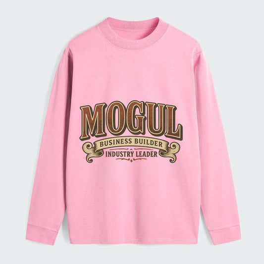 Bold typography design - "MOGUL" - business builder, industry leader - Classic Long Sleeve Shirt - Pink