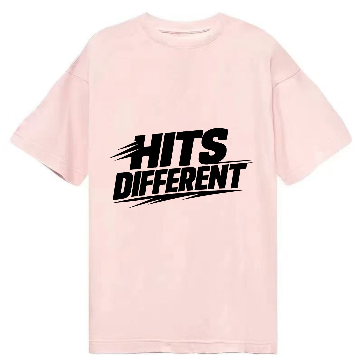 Bold typography design - "HITS DIFFERENT" - uniquely special, stands out - Classic T-shirt - Pink