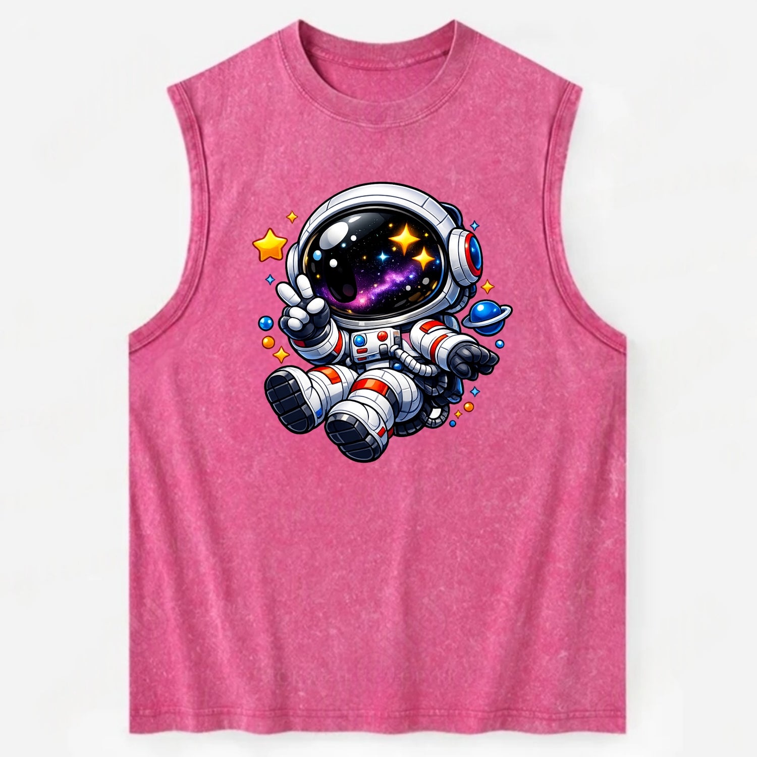 Space Explorer - Vintage Washed Tank - Pink