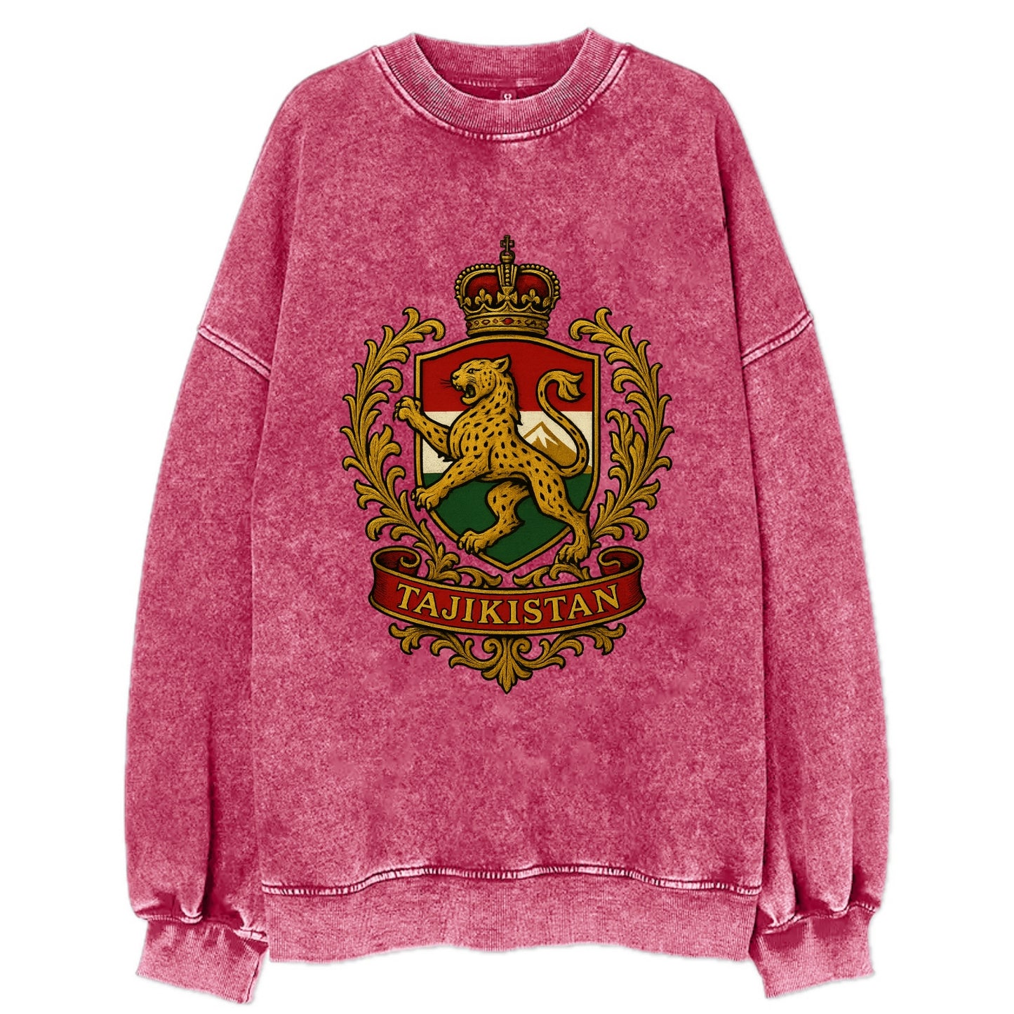 Tajikistan Heritage Badge  - Vintage Sweatshirt - Pink