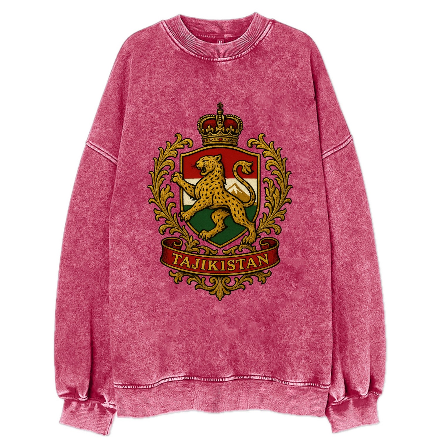Tajikistan Heritage Badge  - Vintage Sweatshirt - Pink