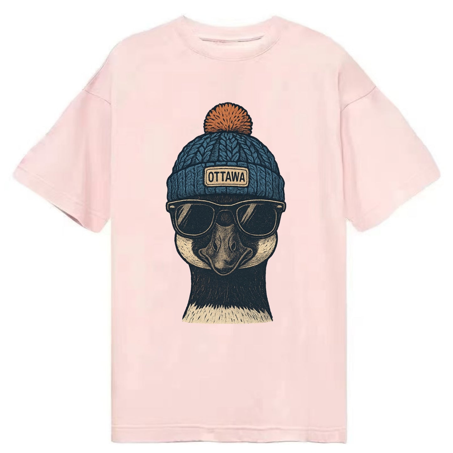 Ottawa Canadian Goose wearing Ottawa bea - Classic T-shirt - Pink