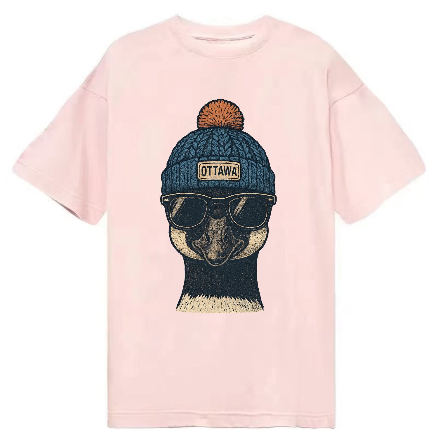 Ottawa Canadian Goose wearing Ottawa bea - Classic T-shirt - Pink
