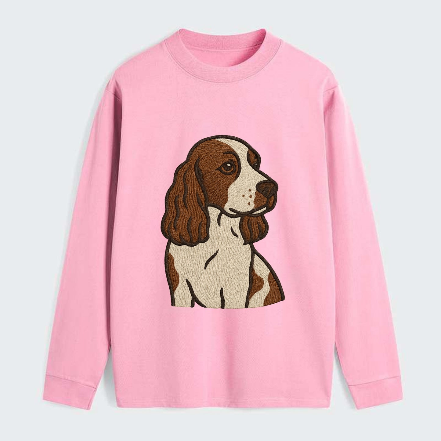 English Cocker Spaniel - Liver and white embroidered design - Classic Long Sleeve Shirt - Pink