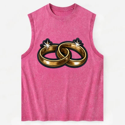 WEDDING RINGS - interlocked bands in gold , marriage - Vintage Washed Tank - Pink