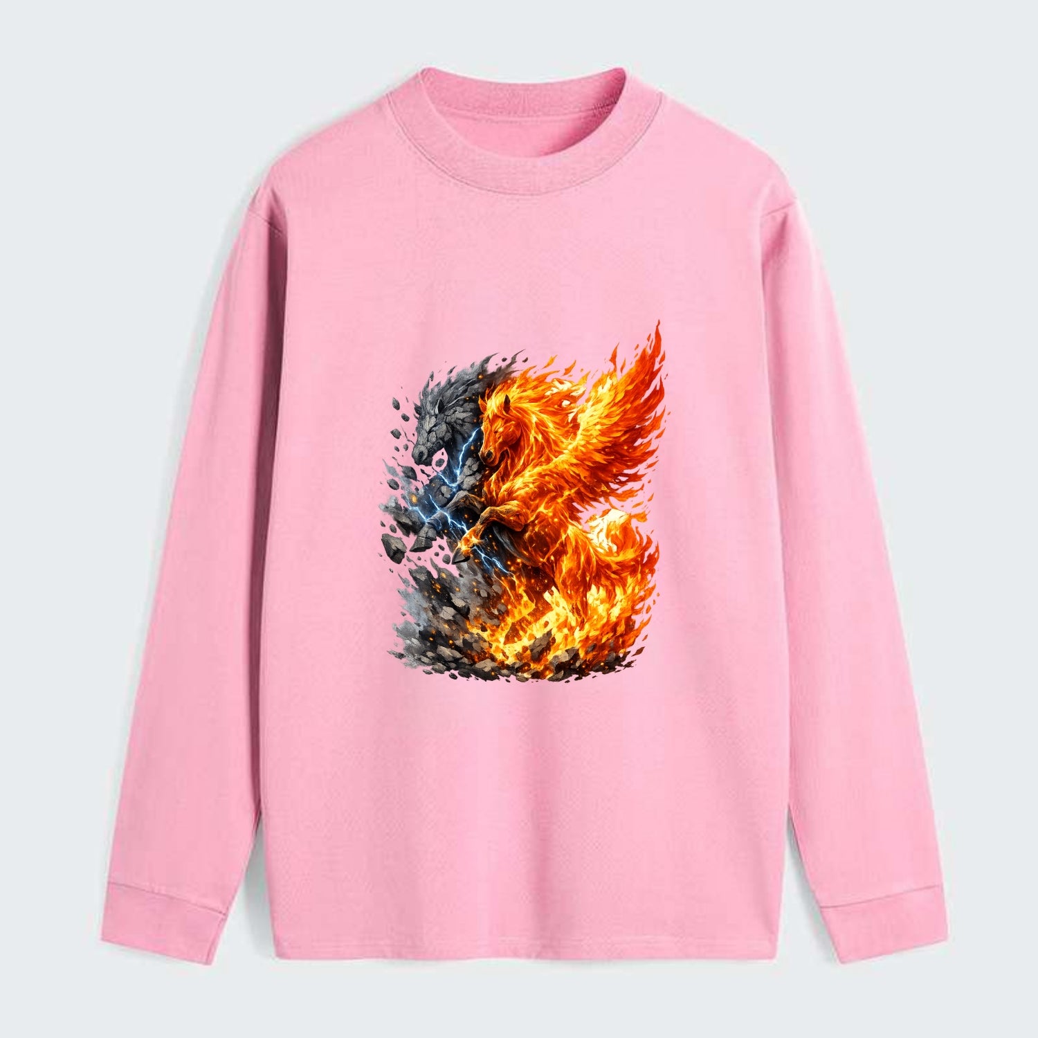 THUNDER FIRE | Horse combining lightning and flame | Electric fire | - Classic Long Sleeve Shirt - Pink