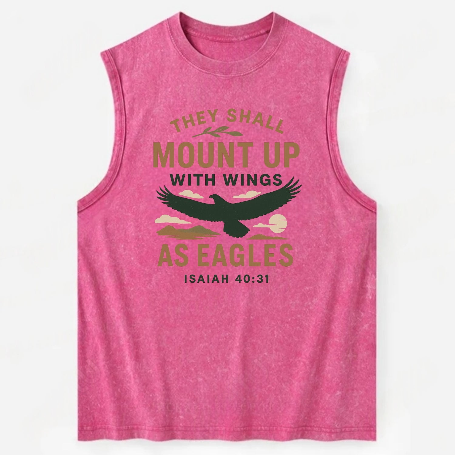 Isaiah 40:31 Eagle - Vintage Washed Tank - Pink