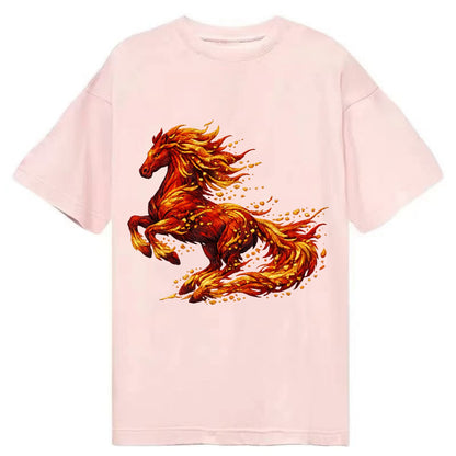 EMBER RISING | Sparks forming into horse shape | Particles of fire | Energy - Classic T-shirt - Pink