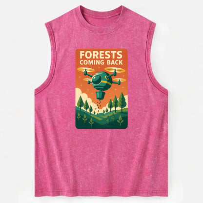 Reforestation drone planting millions of trees - "Forests Coming Back" - - Vintage Washed Tank - Pink