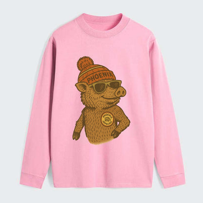 Phoenix Javelina wearing Phoenix beanie with pom pom and wayfarer - Classic Long Sleeve Shirt - Pink