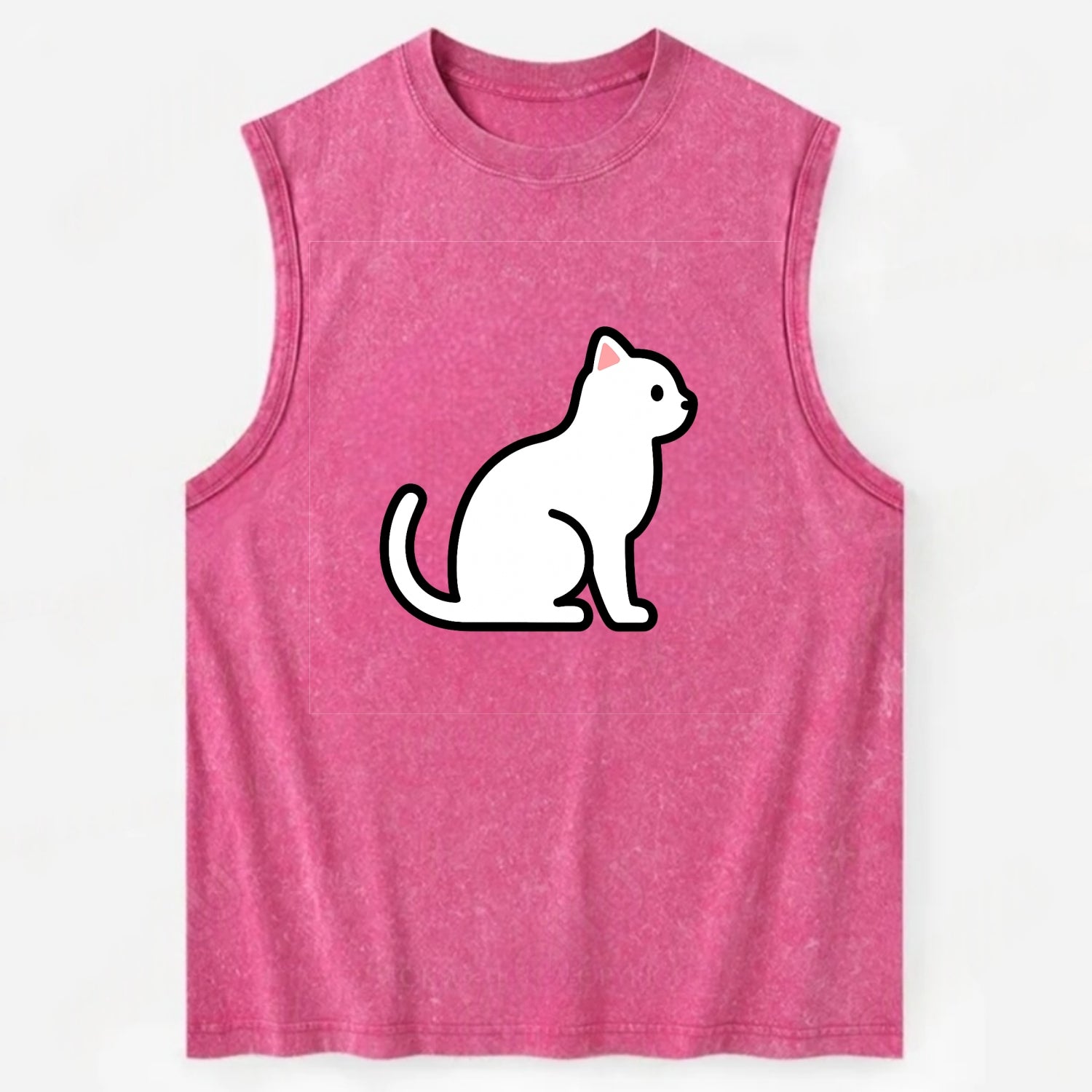 Domestic Shorthair - White classic flat side profile - Vintage Washed Tank - Pink