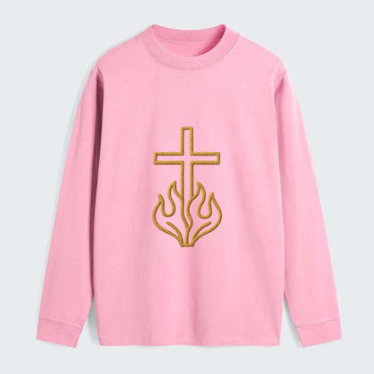 Burning Bush Cross  - Classic Long Sleeve Shirt - Pink