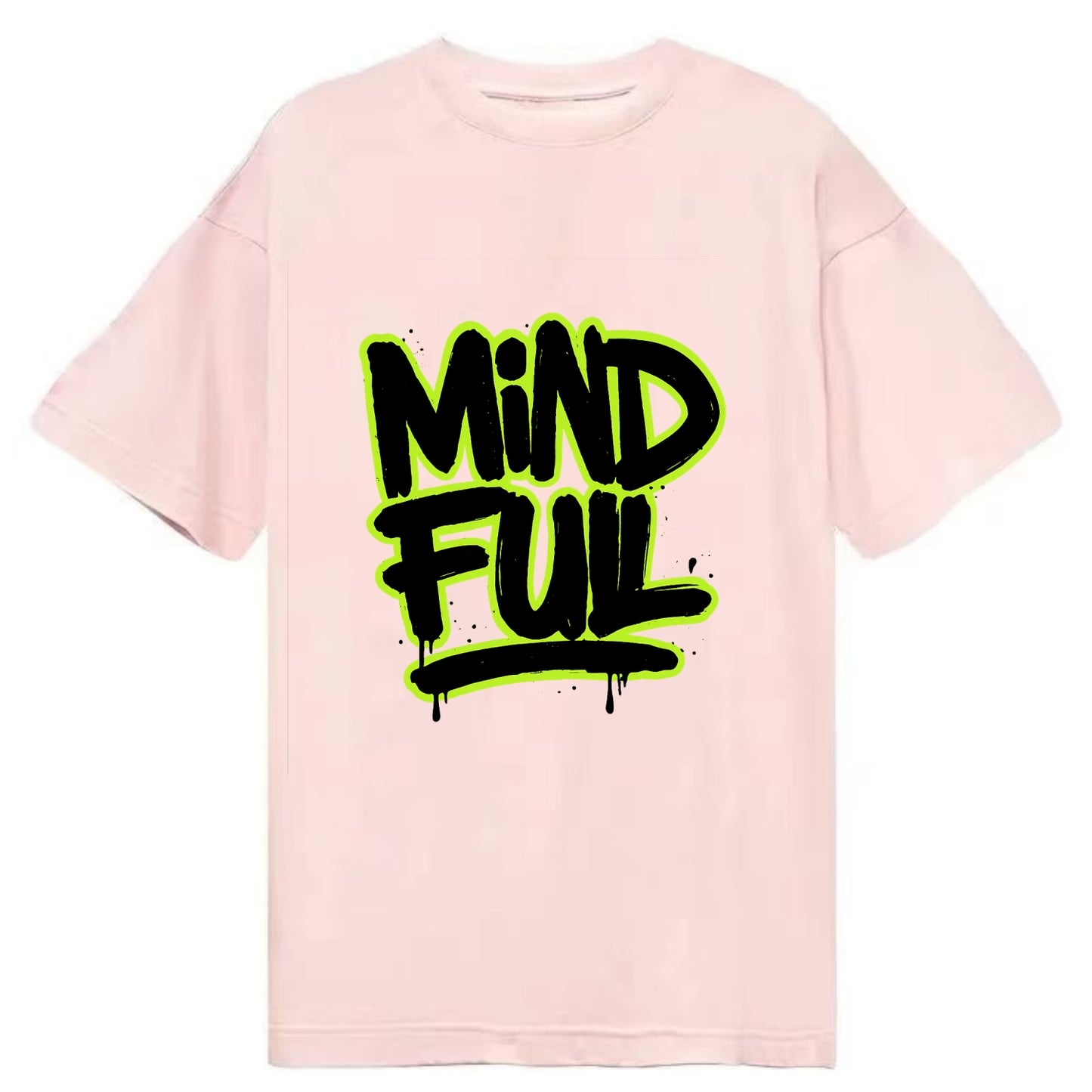 Bold typography design - "MINDFUL" - present awareness, conscious living - Classic T-shirt - Pink
