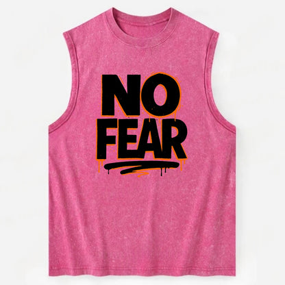 Bold typography design - "NO FEAR" - courage, bravery - Vintage Washed Tank - Pink