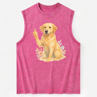 Labrador Retriever yellow sitting pretty, friendly face, strong paw up with - Vintage Washed Tank - Pink