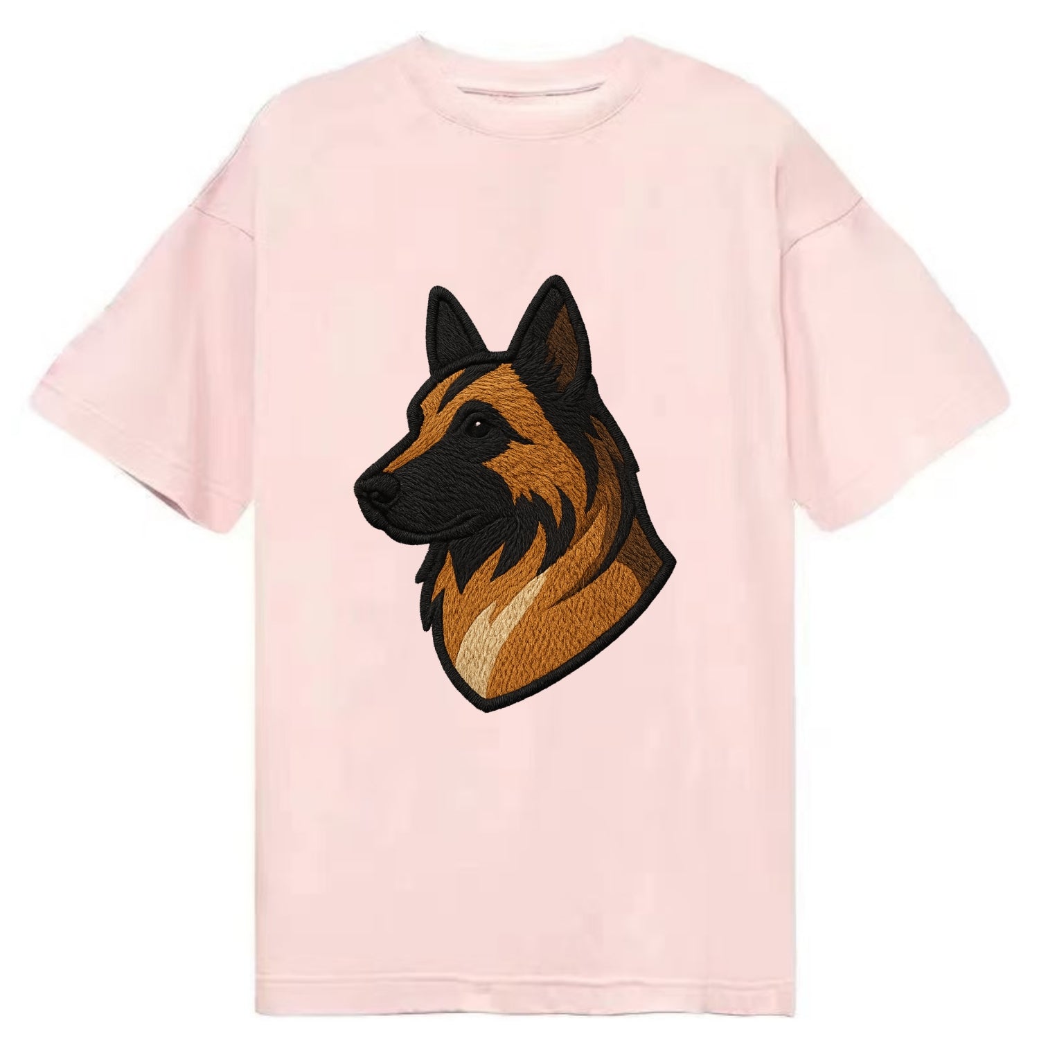 Belgian Tervuren - Fawn with black overlay embroidered design - Classic T-shirt - Pink
