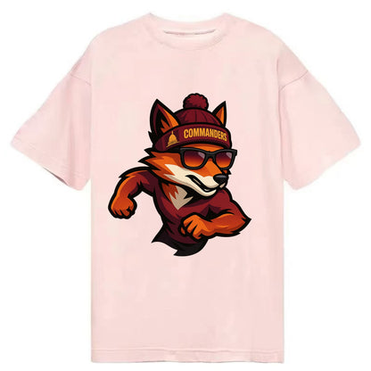 Washington Fox wearing Commanders beanie with Capitol patch and wayfarer - Classic T-shirt - Pink