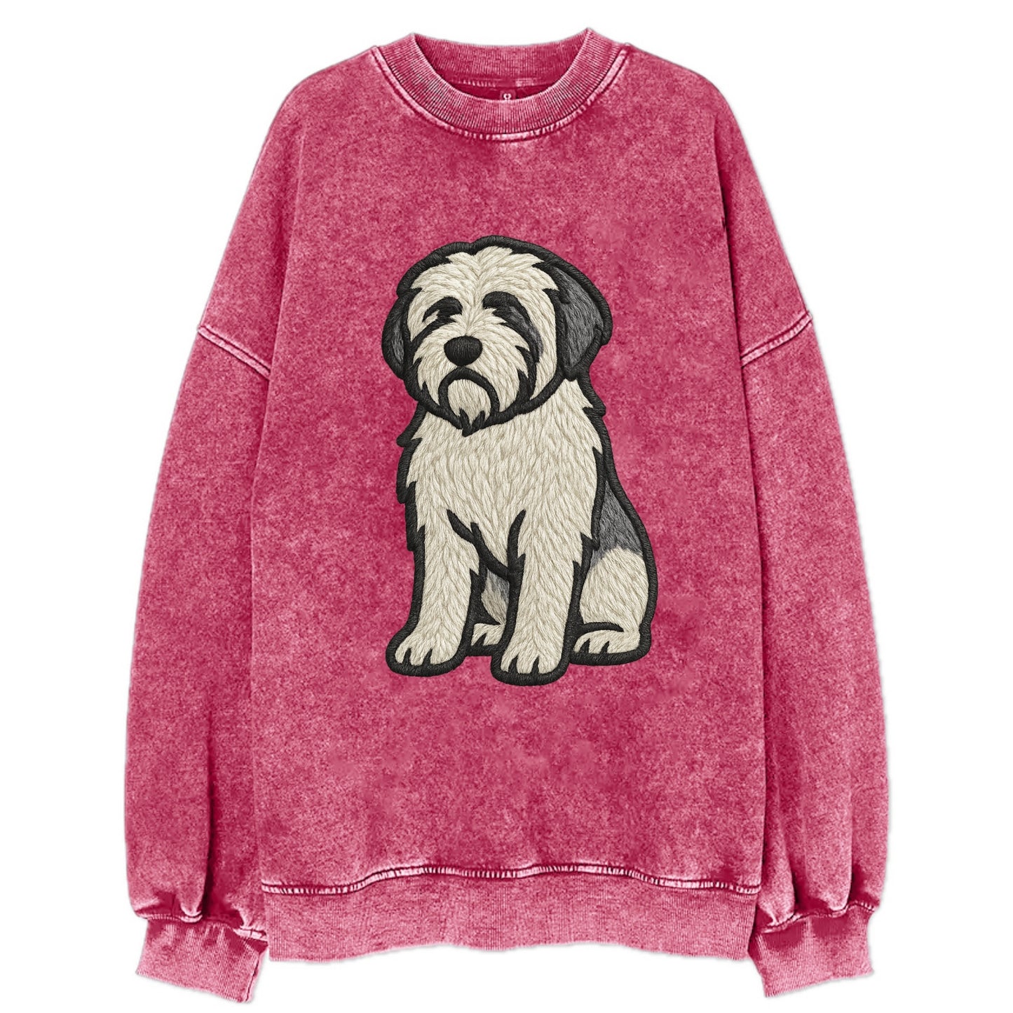 Polish Lowland Sheepdog - White and gray - Vintage Sweatshirt - Pink