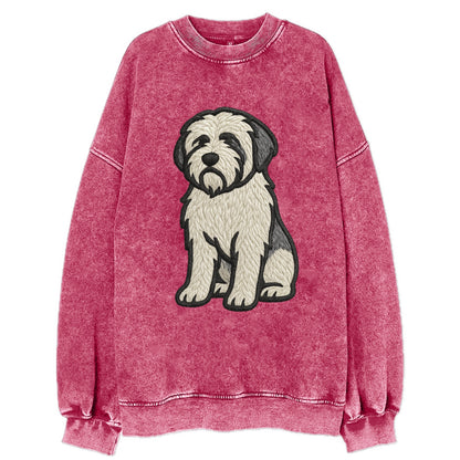 Polish Lowland Sheepdog - White and gray - Vintage Sweatshirt - Pink