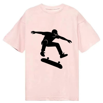 Skateboarder doing kickflip trick - Classic T-shirt - Pink