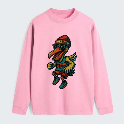 Miami Pelican wearing Heat beanie with sunset patch and wayfarer - Classic Long Sleeve Shirt - Pink