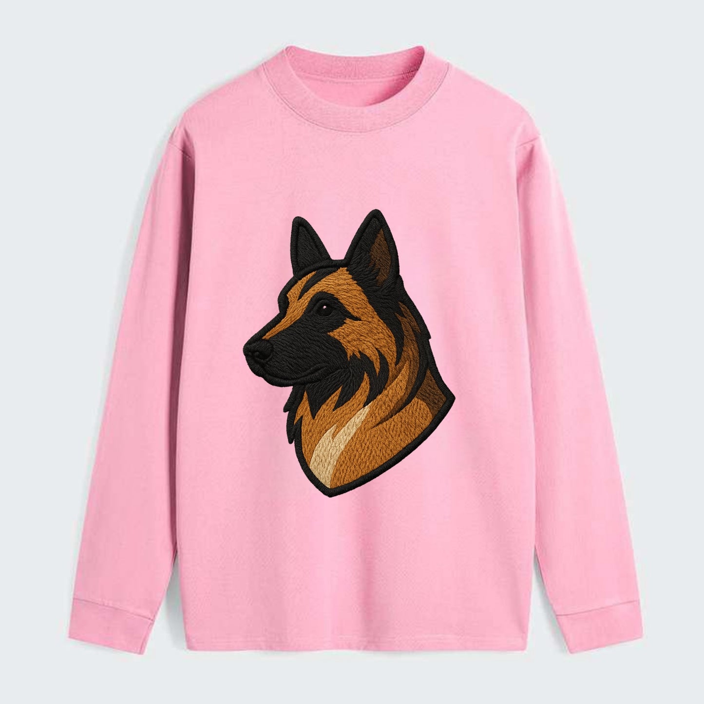 Belgian Tervuren - Fawn with black overlay embroidered design - Classic Long Sleeve Shirt - Pink