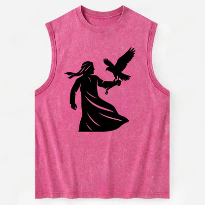 Arabian falconer with bird - Vintage Washed Tank - Pink