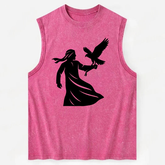 Arabian falconer with bird - Vintage Washed Tank - Pink