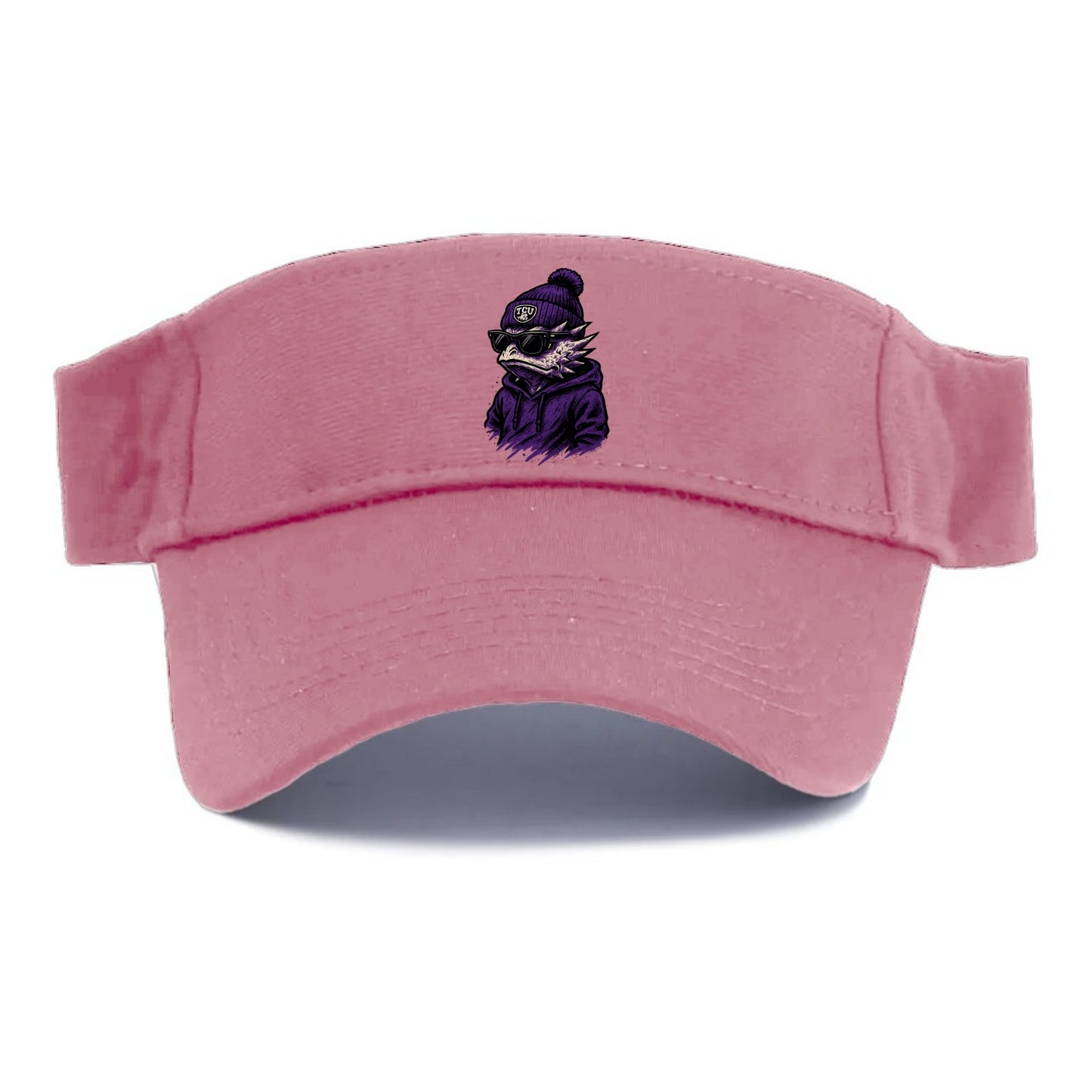 Fort Worth Horned Frog wearing TCU beanie with frog patch - Visor - Pink