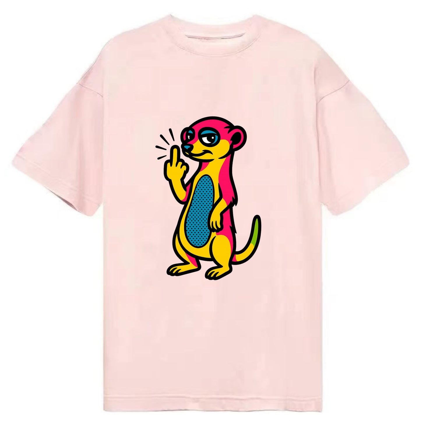 cute meerkat standing guard on hind legs, one front paw raised in sassy salute - Classic T-shirt - Pink
