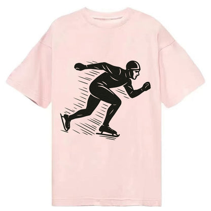 Speed skater in racing crouch - Classic T-shirt - Pink