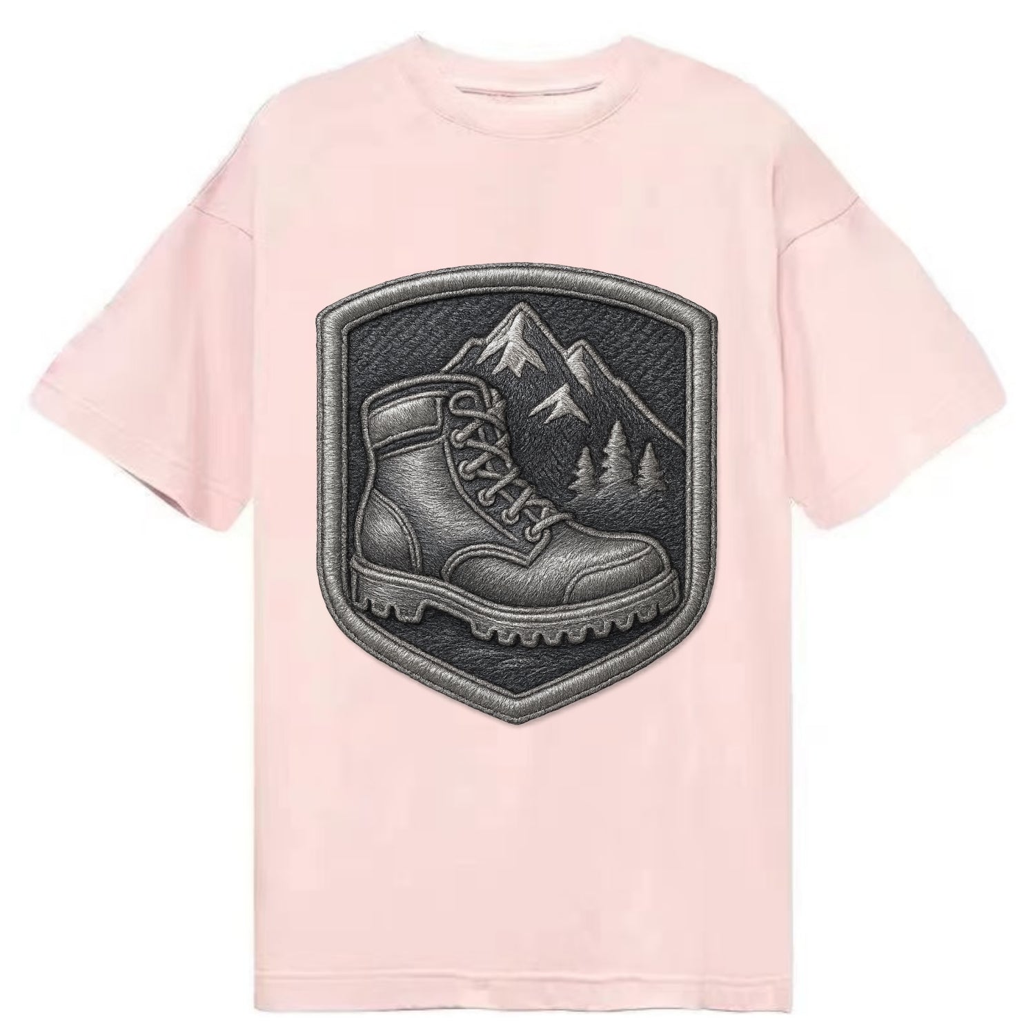 Hiking boots with mountain peak - hiker pride - Classic T-shirt - Pink