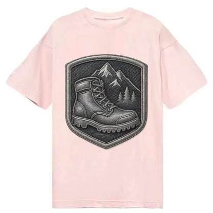 Hiking boots with mountain peak - hiker pride - Classic T-shirt - Pink
