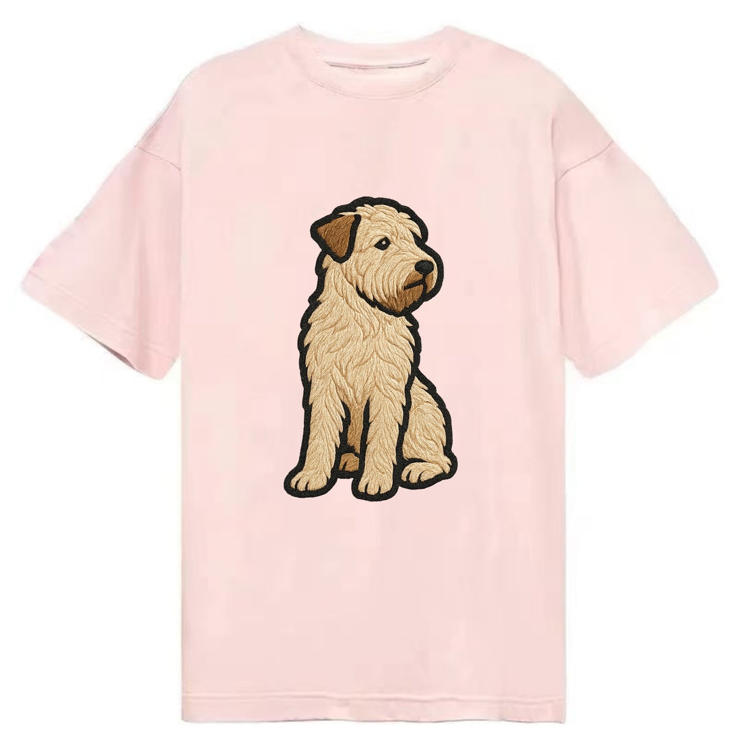 Soft Coated Wheaten Terrier - Light tan flowing coat embroidered pose - Classic T-shirt - Pink